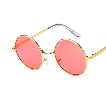 Sen Maries мода нов 2020 кръгли слънчеви очила за Жени на реколтата метална рамка, розов, жълт обектив цветни сенки слънчеви очила с UV400