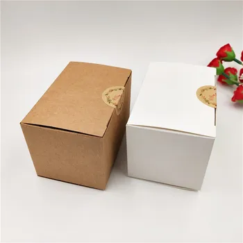 12 бр./лот кафяви и бели Крафт-хартия кутии за букета сухоцветов сапун пакет подаръци контейнер за съхранение на кутии със стикери
