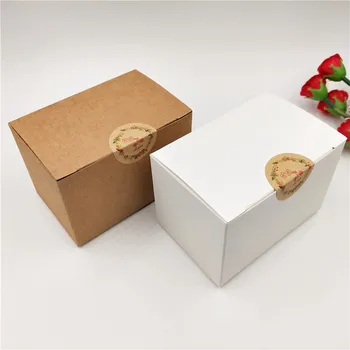 12 бр./лот кафяви и бели Крафт-хартия кутии за букета сухоцветов сапун пакет подаръци контейнер за съхранение на кутии със стикери