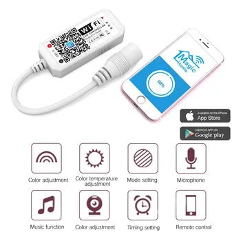 Wifi Mini RGB Bluetooth Контролер DC 5V 28V Mini Music Bluetooth Контролер LED Strip Smart Controller for RGB RGBW LED Strip