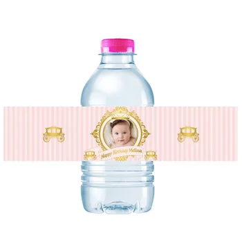 Персонални Златна Принцеса рожден ден набор от снимка фон, банер, бутилки за вода, етикети, торта toppers етикети