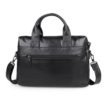 MAHEU Black Men Leather Handbag 14 Инчов Лаптоп Brief Case Top Layer Leather Shoulder Bag Business Man Male 2 Way Luxury Handbag