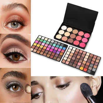 POPFEEL 123 Color Matte Eyeshadow Power Palette + 15 Color Лицето Blush Маркери Glitter Make Up Pigment Eyes Makeup Pallete