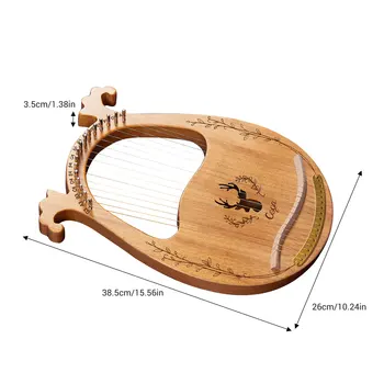 Лира Арфа 16-струнен Арфа дървена резонансната кутия и здрави стоманени струни с 3шт чукове тунинг ключ добър музикален подарък