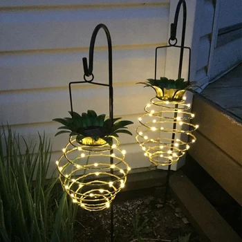 Ананас за лампи слънчева енергия, ковано желязо лампа LED Garden Copper Lamp Can Flex Waterproof Outside Can Hang Holiday Lighting