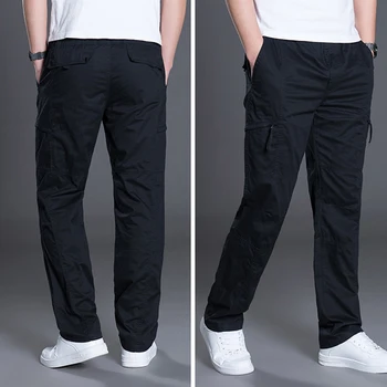 Плюс размер на ежедневните панталони мъжете качествен памук дишащи пътеки мъжете военни преки свободни мулти-джобни работни панталони Мъжки L-6XL
