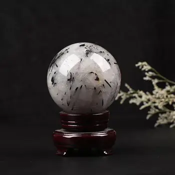 Натурален Кристал beautifu турмалин черна коса кварцов кристална топка изцеление