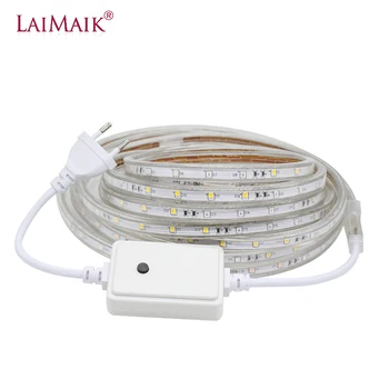 LAIMAIK SMD2835 led ленти водоустойчив 220 48 светодиода / m Гъвкави led ленти открит rgb led RGBW led лента ip67 лампи с ЕС plug