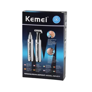 Kemei електрически тример за нос и уши 2 в 1 Грижа за лице тример за коса за мъже инструменти за лична хигиена малка машина за подстригване на коса с режещи релси