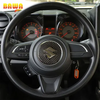 BAWA Car Sticker For Suzuki Jimny Car Steering Wheel Center Decoration Cover Carbon Fiber Sticker For Suzuki Jimny 2019+