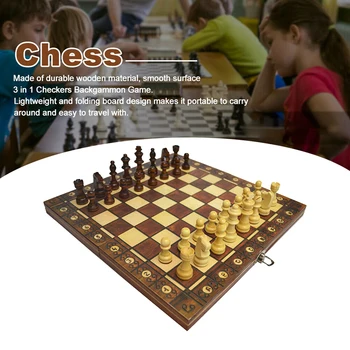 3 в 1 новият дизайн на магнитен шах дървени пулове за табла игри за пътуване на шахматната дъска възрастни и деца, начинаещи голяма шахматна дъска