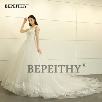 BEPEITHY New Design 2020 бална рокля сватбена рокля с V образно деколте Vestido De Новия ухажор струята дантелени сватбени рокли принцеса