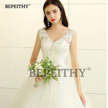 BEPEITHY New Design 2020 бална рокля сватбена рокля с V образно деколте Vestido De Новия ухажор струята дантелени сватбени рокли принцеса