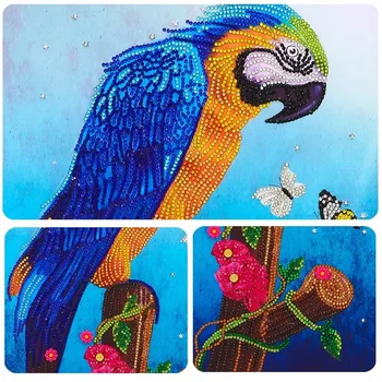 Huacan 5D САМ Diamond Живопис Special формата на сърце Parrot Bird Diamond Embroidery Animal Picture of Кристал Mosaic Wall Decor Home
