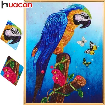 Huacan 5D САМ Diamond Живопис Special формата на сърце Parrot Bird Diamond Embroidery Animal Picture of Кристал Mosaic Wall Decor Home