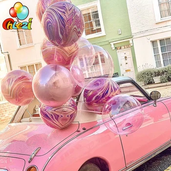 20pcs 4D ахат цвят текстура балон 22 инча кръг хелий балон сватба, рожден ден украси Снимка подпори Baby Shower