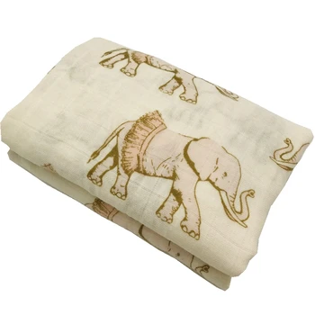 активна печат слон е много мек 70% бамбуковое влакна 30% памук, Муселин бебешки одеяла одеяла възпирам за новородени легла