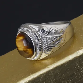 Мъжки 316L stainless steel flower band vintage тигър vintage biker eye ring ,готически cool пънк gift ring for men