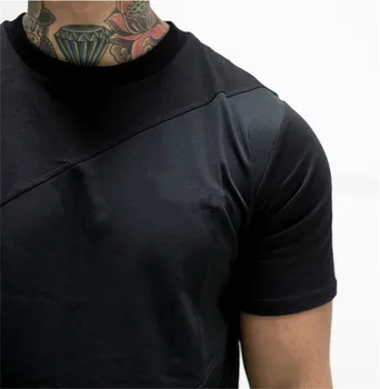 Ежедневни мъжки мускули Майк културизъм, фитнес мъжки блузи памучни тениски тениска мрежа с къс ръкав Риза