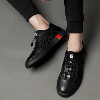 Мъжки обувки oxfords от естествена кожа, луксозна марка италиански стил Мъжки обувки Обувки за мъже дишаща плоски обувки на дантела-голям размер