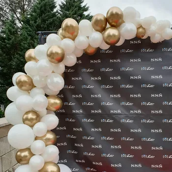 104шт Бял гигантски макарони балон венец арка комплект сватбени бутилки булка Сватба Рожден Ден на фонова картина декор
