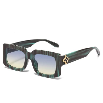 2021 Нова Мода Правоъгълник Слънчеви Очила На Жените И Мъжете Квадратен Леопард Черни Слънчеви Очила Наклони Лещи Хладни Звезди Логото На Стари Луксозни