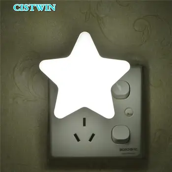 Night light LED sensor EU EU US Plug Mini петолъчна звезда креативна лампа спалня, хол, коридор, автоматичен къща