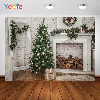 Yeele коледни подаръци снимка за фон фотофон дърво, камина снимки декори за украса индивидуален размер