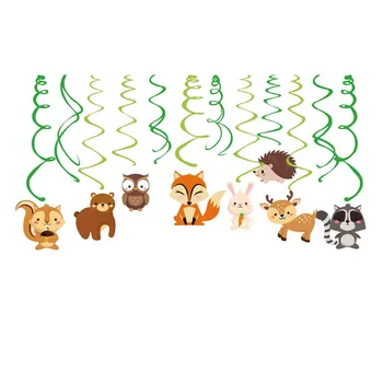 Карикатура На Животните Baby Shower Party Decor Woodland Theme Рожден Ден Сувенири Лесовъдство Катерица Таралеж И Заек Спирала Виси Вихрушка