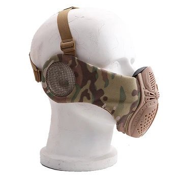 Страйкбол тактически половина на лицето защитна маска окото Долната маска за лице със защитата на ухото военен пейнтбол, лов CS стрелба маска
