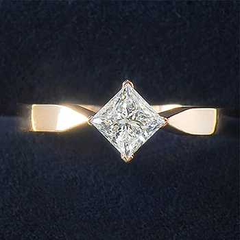 Мода женски квадратен Кристал Циркон камък е обещание за годежни пръстени сладък малък сребърен цвят пръст пръстен за жени