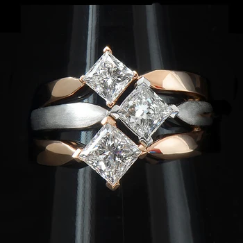 Мода женски квадратен Кристал Циркон камък е обещание за годежни пръстени сладък малък сребърен цвят пръст пръстен за жени