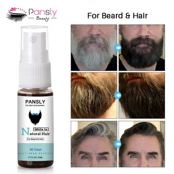 PANSLY билкови брадата на косата да се възстанови бял естествения цвят на лечение серум гладка подхранват брада грижа тоник същността на растеж на Мъже, Жени