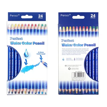 24 цветни молива набор от 0,4 мм по-дебели нишки акварелни моливи за рисуване син корпус с цветни моливи артистичен молив за цветни картинки за оцветяване