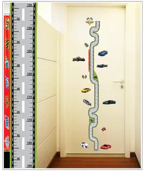 Карикатура на пистата деца диаграма на растежа на височина мярка за деца в стаята на момчетата стаи направи си САМ декорация на стени, стикери етикети стенопис, плакат