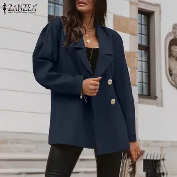 ZANZEA ежедневни пролет есен жилетка женски костюм яка Ourwear елегантен бутон, блейзери големи жени 2021 мода др палто 5XL