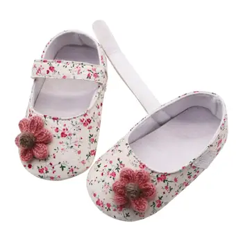 Детски обувки момичета Принцеса обувки новородени момичета цветя печат апликация Prewalker мека подметка единични обувки детски обувки