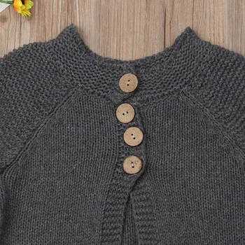 Pudcoco САЩ фондовия нов ежедневни момичета Есен Зима облекло бутон вязаный пуловер, жилетка дъждобран с дълъг ръкав на палтото възраст 1-8Y