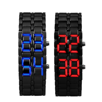 Relogio Masculino 2020 нови часове на пристигане мъжете 2x Лава стил Iron samurai черно гривна LED цифров часовник квадрат-за мъж-часовник подарък
