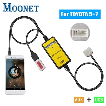 Moonet Car MP3 AUX USB Interface CD Changer 3,5 мм допълнителен адаптер за Toyota (5+7pin) Yaris Camry, Corolla, Avensis RAV4 QX018