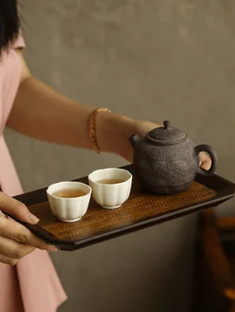 LUWU бамбукови супени подноси за чай маса ръчно изработени обслужващи ястия кунг-фу чай аксесоари
