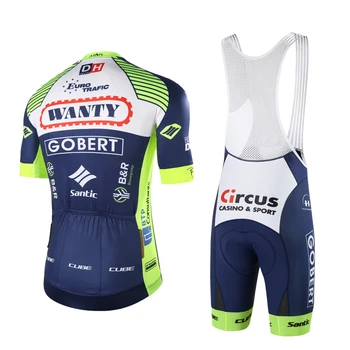 Santic Cycling Team Suite Bib Shorts Men Дишаща Bike Pro Bicycle Clohing Set WANTY-GROUPE GOBERT Jersey Memorial Edition
