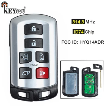 KEYECU 314.3 MHz ID74 Чип FCC ID: HYQ14ADR Keyless Entry 6 бутон за дистанционно ключодържател за Toyota Sienna 2011-2019