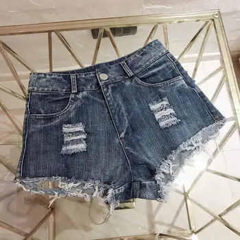 2020 casual hot summer sale дамски дънкови шорти с висока талия кожа подкладочные дупки за краката плюс размер секси рок къси дънки