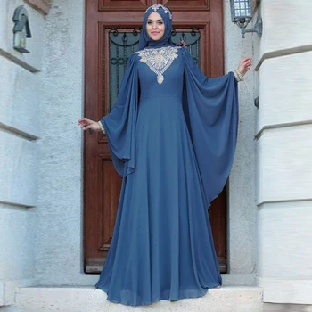 Ново мюсюлманската на макси рокля с дължина до пода с изгорени ръкави средновековния Ренесанс реколта поло с висока талия дълга вечерна рокля за жените