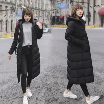 Зимно яке за жени палто 2021 мода памук ватник х-Лонг стил качулка тънък паркове плюс размер сгущает Дамски връхни дрехи 6XL