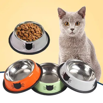 котка устройство food stainless stee dispenser bowl with stand Prevent breakage Can Storage things Easy to clean Suitable пет eat drink