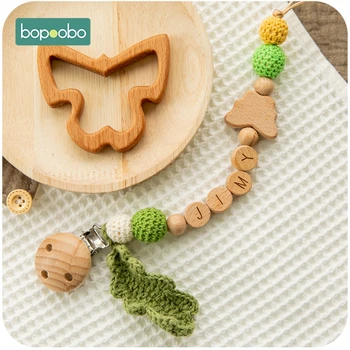 Bopoobo 1 компл. бебе залъгалки клип Бук мъниста звезда животни дървени гризач фалшиви клипове верига САМ се грижи подарък за деца на продукта