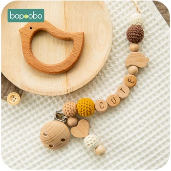 Bopoobo 1 компл. бебе залъгалки клип Бук мъниста звезда животни дървени гризач фалшиви клипове верига САМ се грижи подарък за деца на продукта