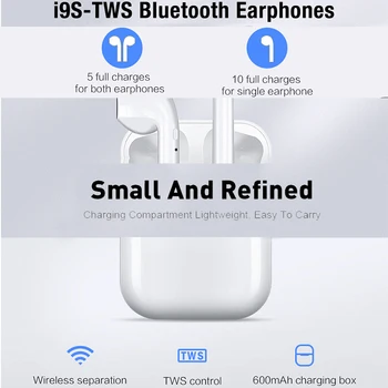 I9s TWS безжични слушалки Bluetooth 5.0 слушалки спортни слушалки слушалки с микрофон за iPhone Xiaomi Samsung, Huawei PK I12 I7S